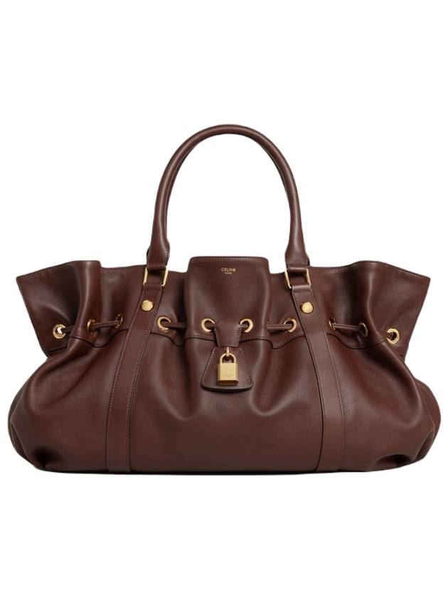 CELINE Medium Abbey Supple Calfskin Tote Bag Chestnut