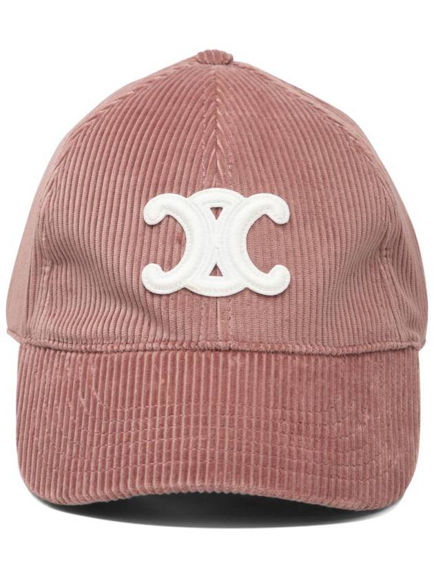 CELINE Triomphe Corduroy Ball Cap Rose Poudré