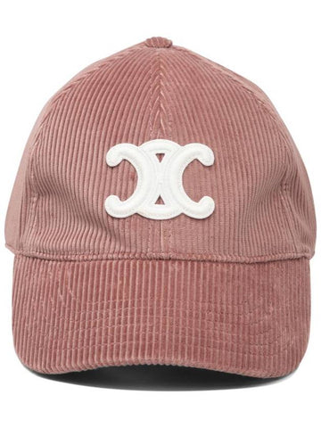 CELINE Triomphe Corduroy Ball Cap Rose Poudré