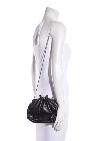 Judith Leiber Vintage Black Snake & Crystal  Clutch