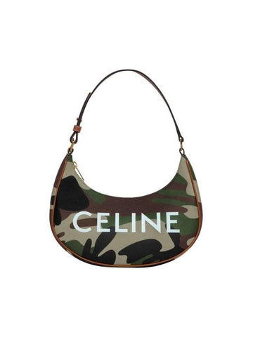 CELINE Ava Camouflage Canvas Shoulder Bag Green