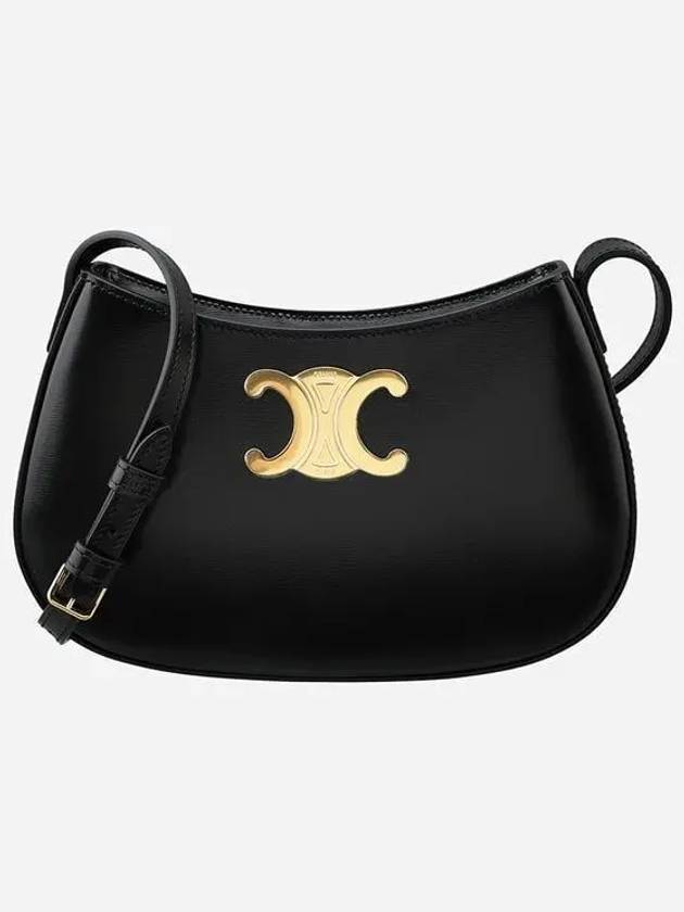 CELINE Tilly Medium Shiny Calfskin Shoulder Bag Black
