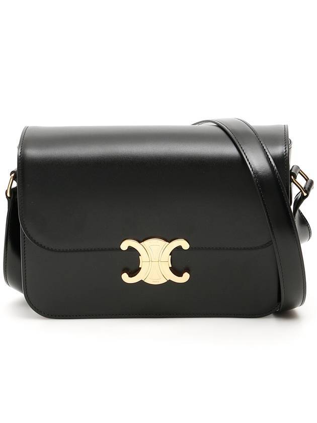 CELINE Classique Triomphe Shiny Calfskin Shoulder Bag Black