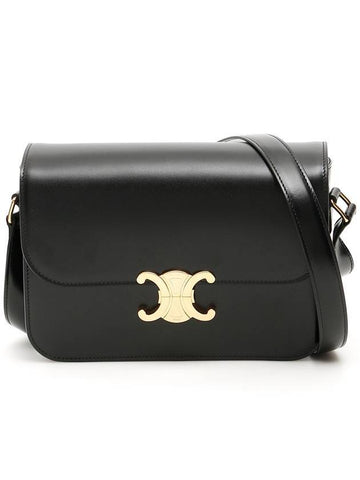 CELINE Classique Triomphe Shiny Calfskin Shoulder Bag Black