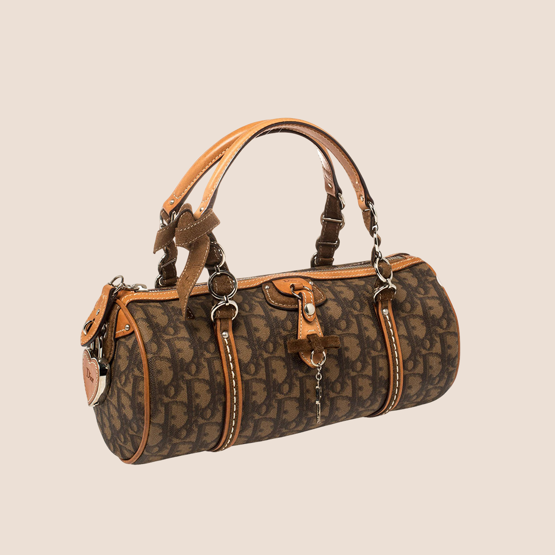 CHRISTIAN DIOR 2006 BROWN ROMANTIQUE BARREL BAG