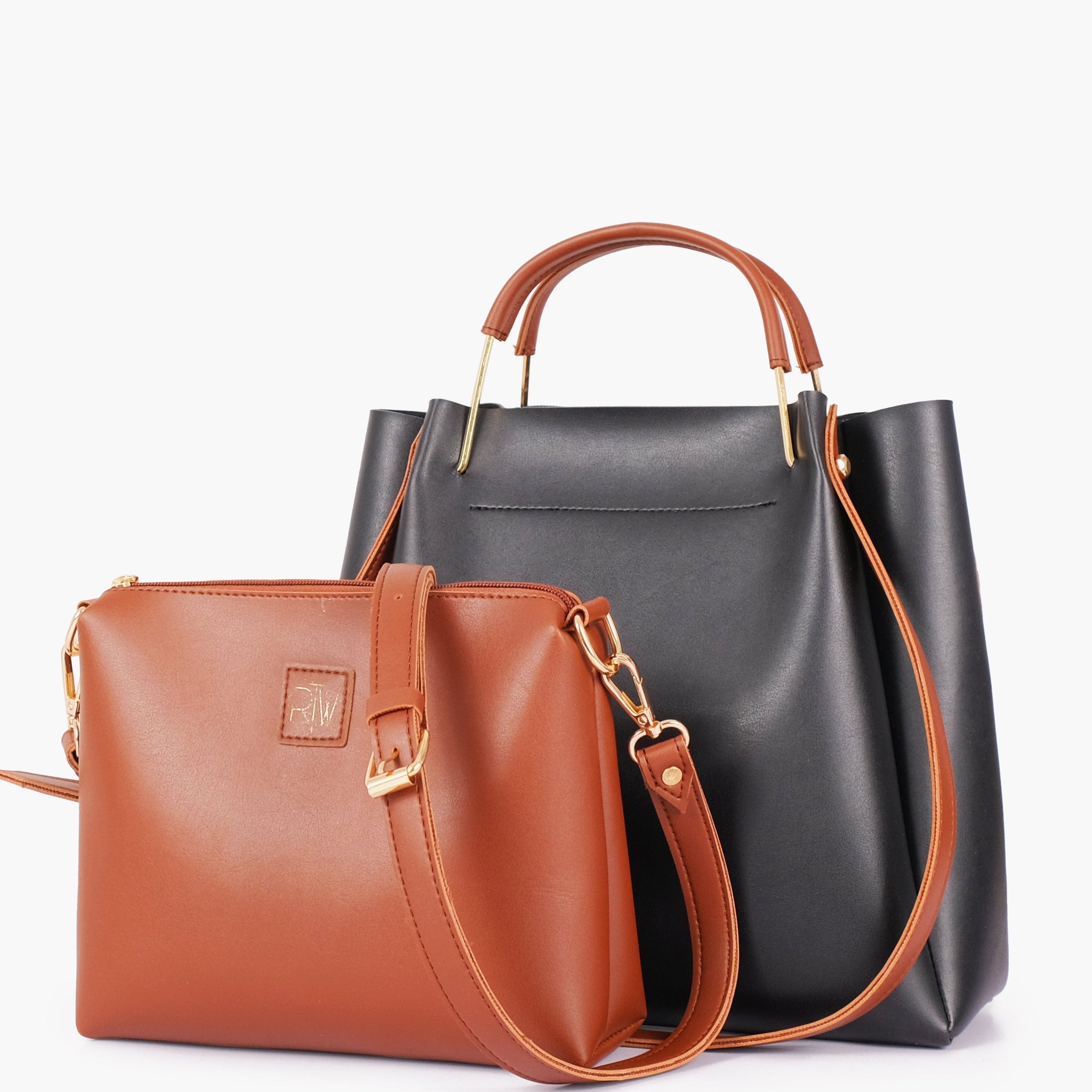 Black metal handle Tote Bags