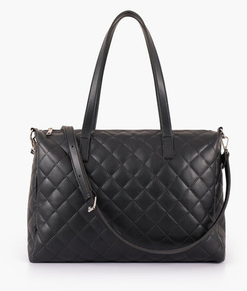 Black quilted carryall Tote Bags