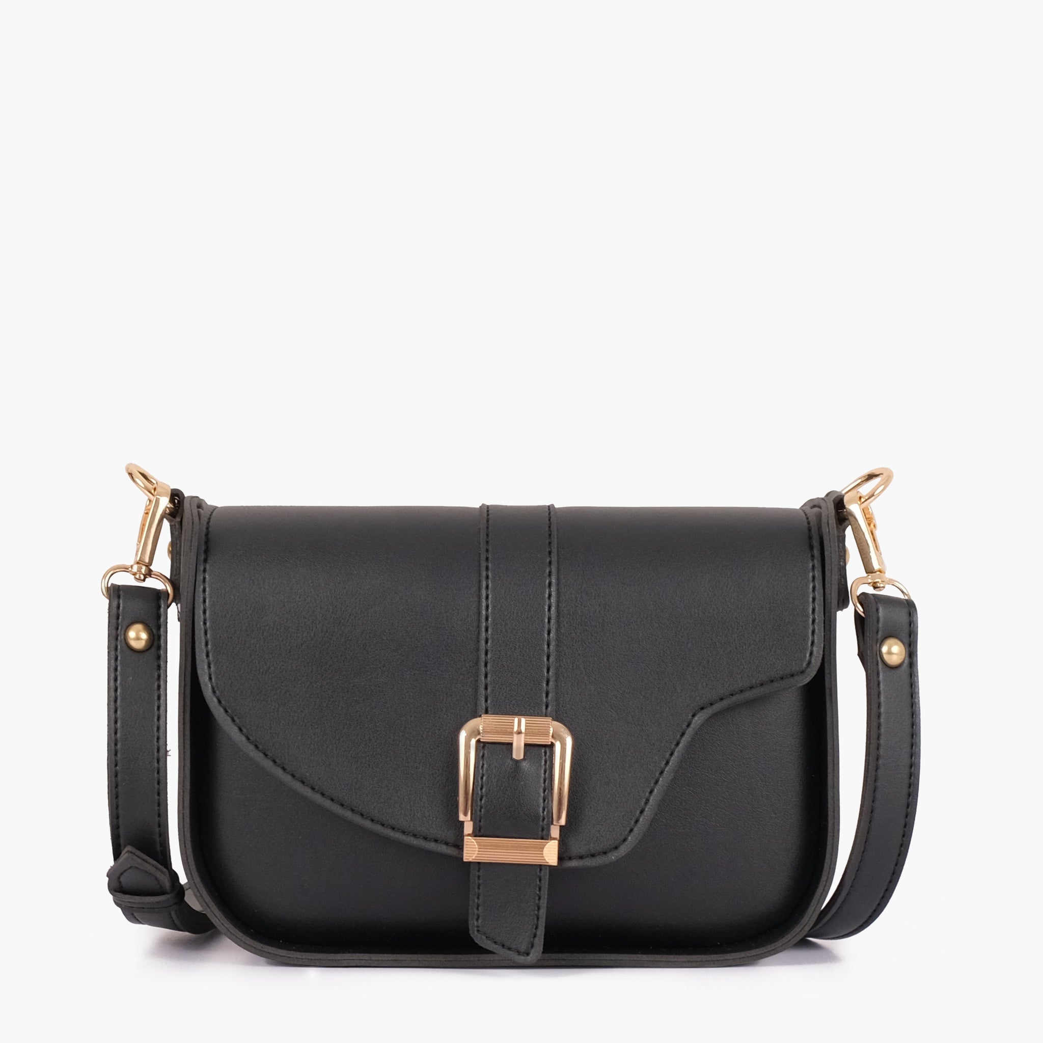 Black saddle buckle bag
