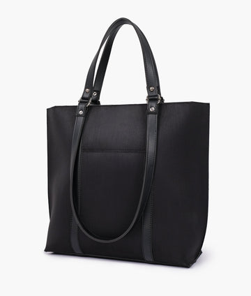 Black suede double-handle Tote Bags