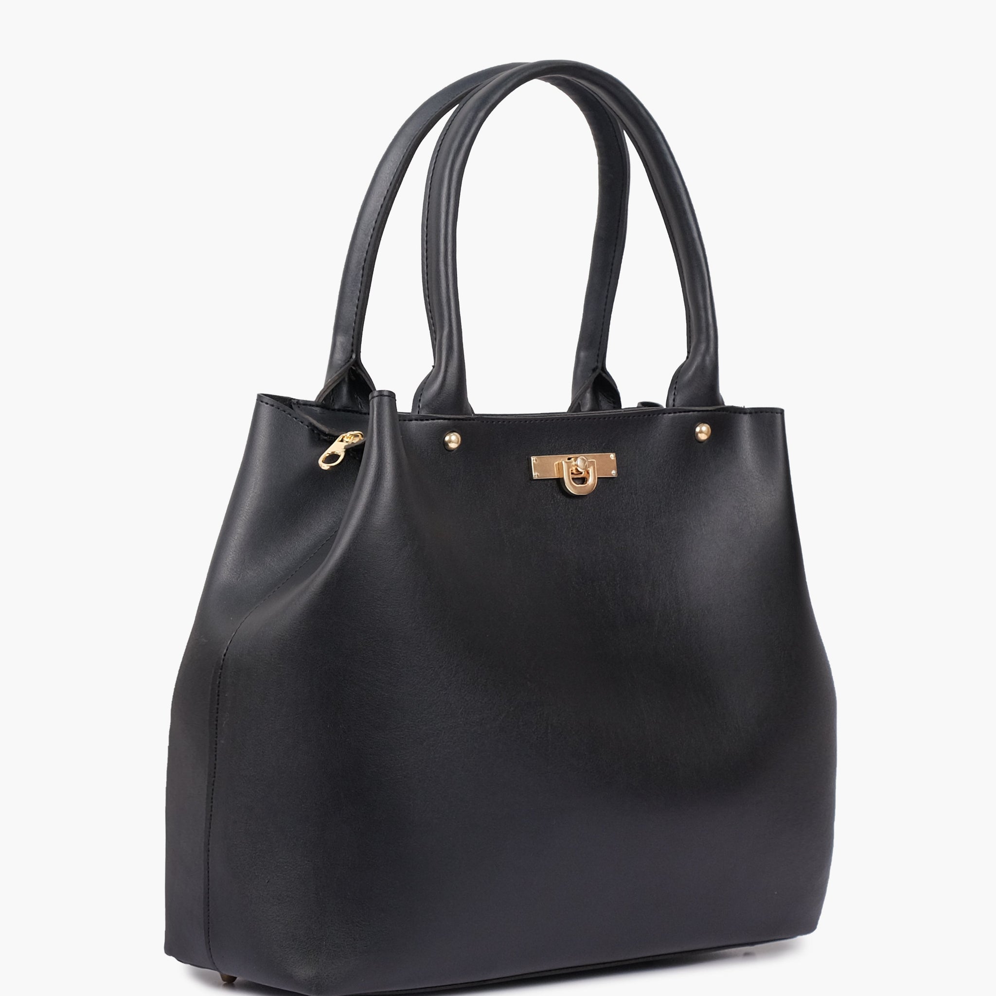 Black zipper Tote Bags