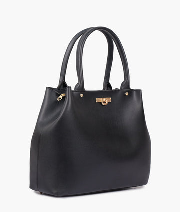 Black zipper Tote Bags