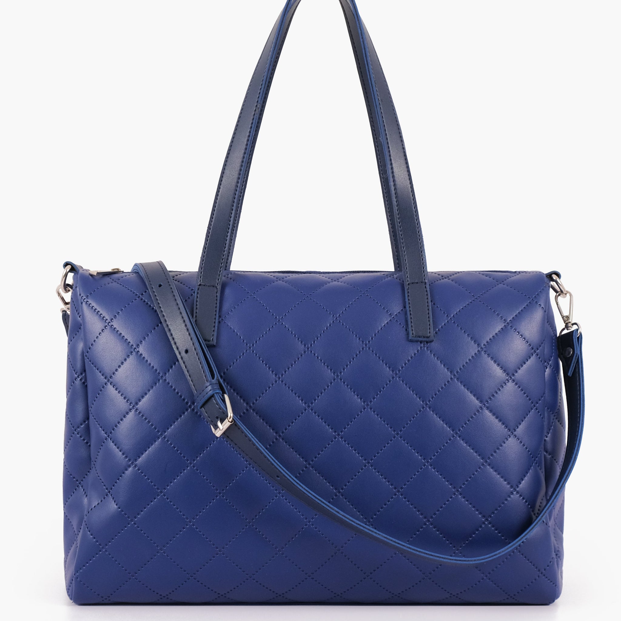 Blue quilted carryall Tote Bags