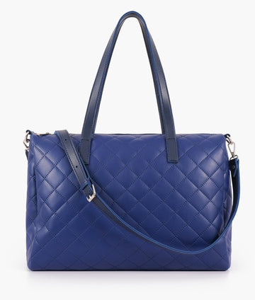 Blue quilted carryall Tote Bags