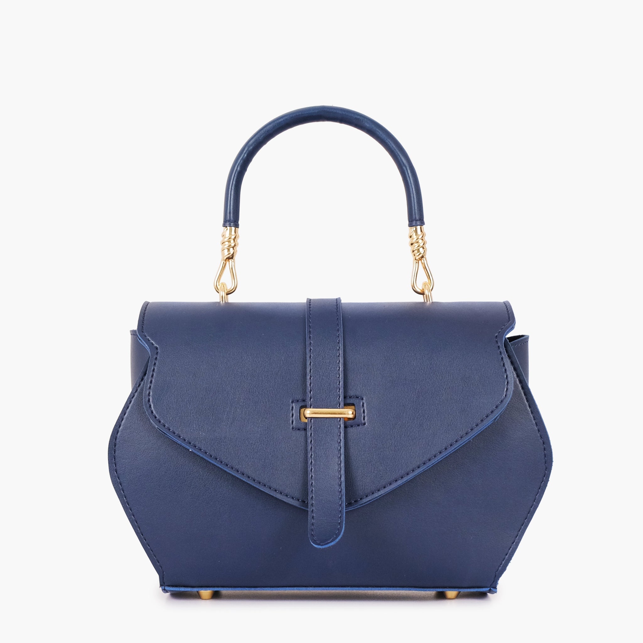 Blue top-handle hexagon bag