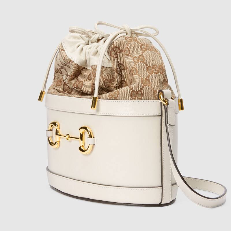 Gucci Horsebit 1955 Bucket Bag White Leather