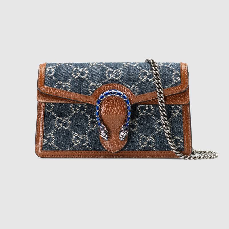 Gucci Dionysus Super Mini Denim Crossbody Bag Dark Blue