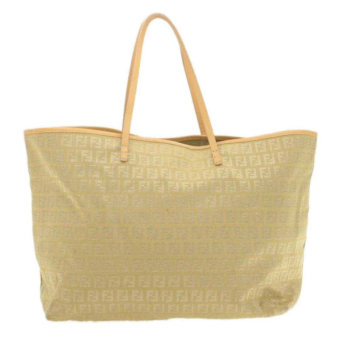 FENDI Zucchino Canvas Tote Bag Beige Auth am136b