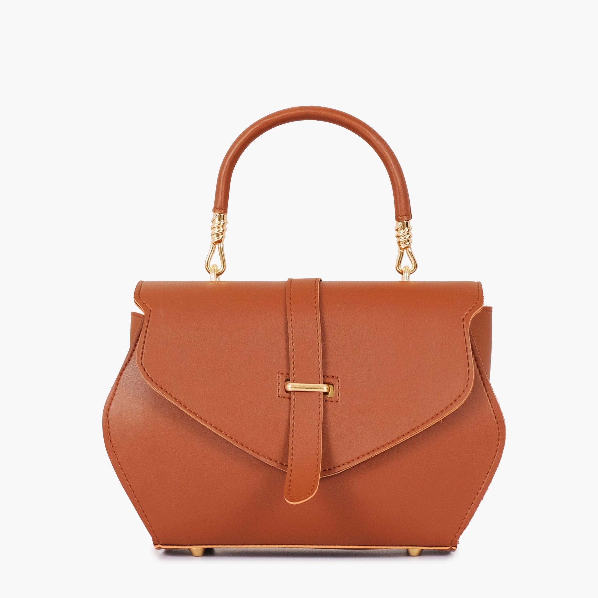 Brown top-handle hexagon bag