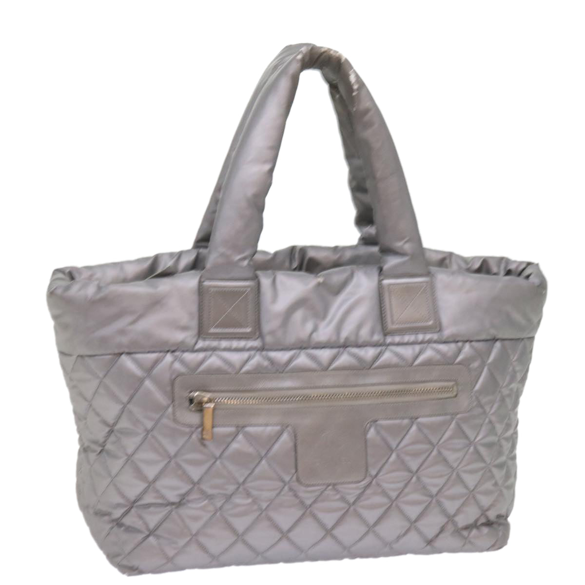 Top Quality Chanel Cococoon Hand Bag Patent leather Silver CC Auth bs10169