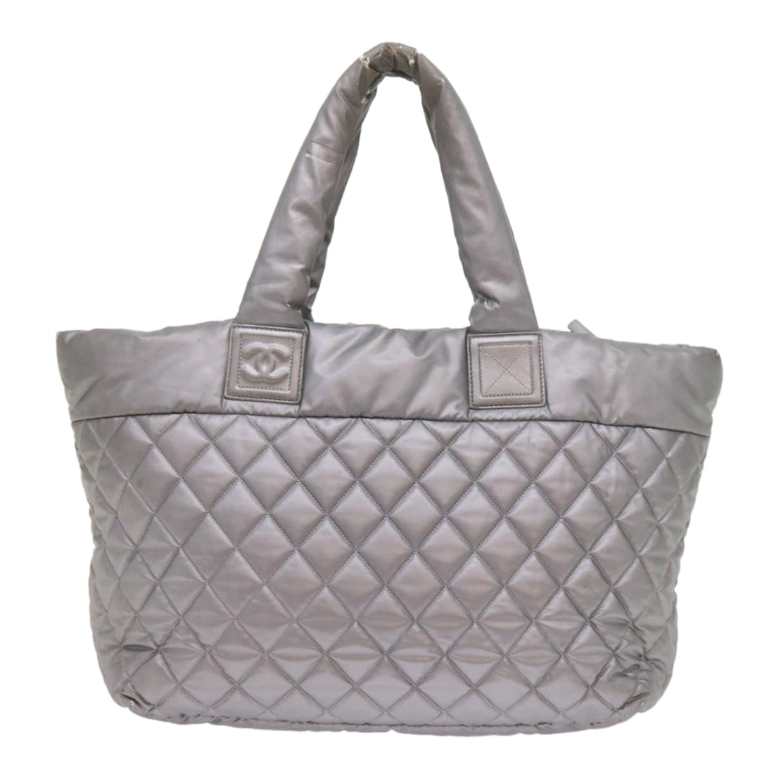 Top Quality Chanel Cococoon Hand Bag Patent leather Silver CC Auth bs10169