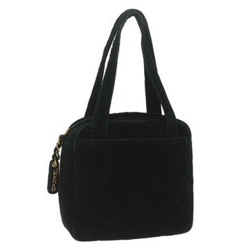 Top Quality Chanel Hand Bag Velor Black CC Auth bs10697