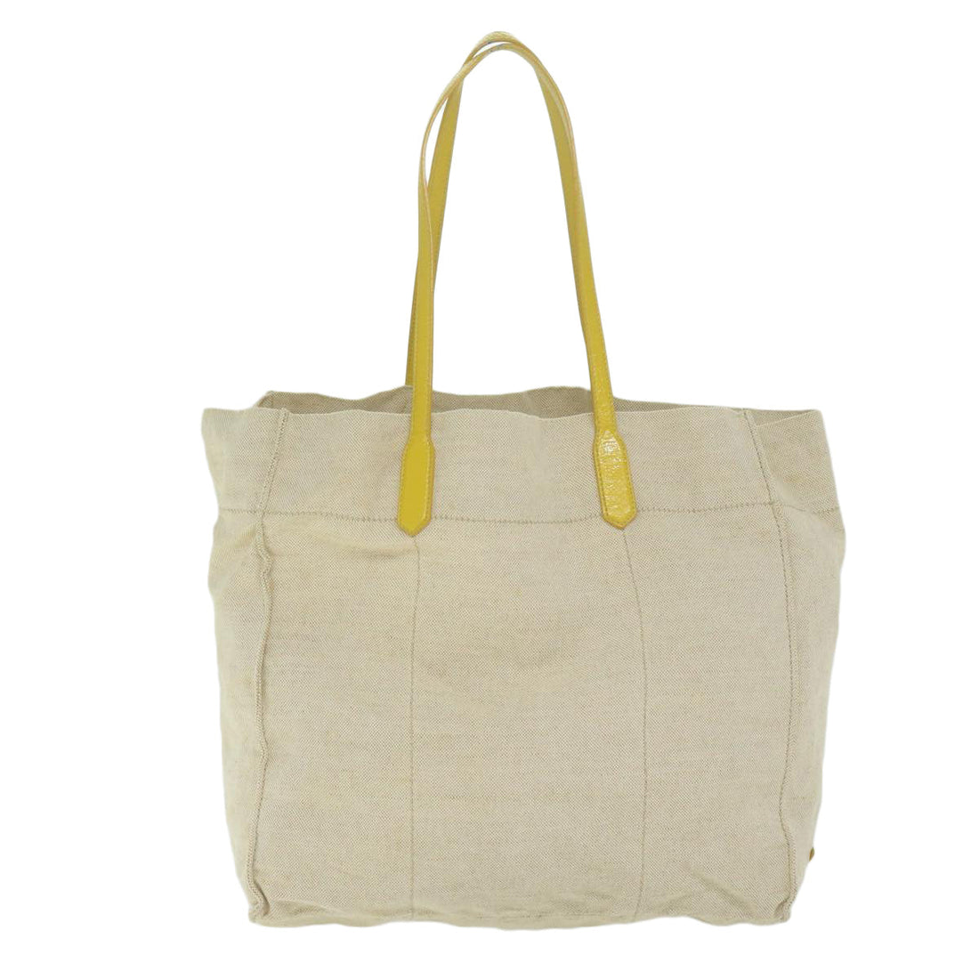 PRADA Tote Bag Canvas Beige Yellow  bs11088