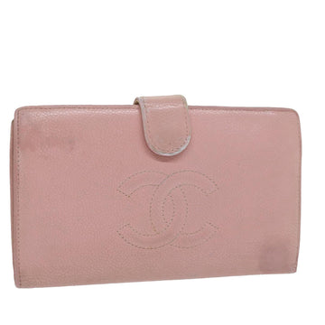 Top Quality Chanel Long Wallet Caviar Skin Pink CC Auth bs11186