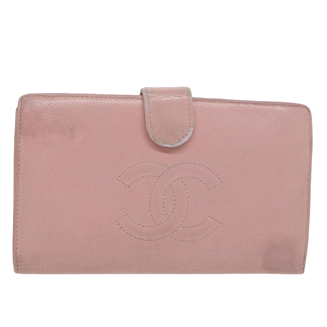 Top Quality Chanel Long Wallet Caviar Skin Pink CC Auth bs11186