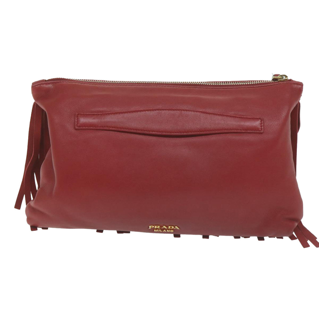 PRADA Clutch Bag Leather Red  bs11809