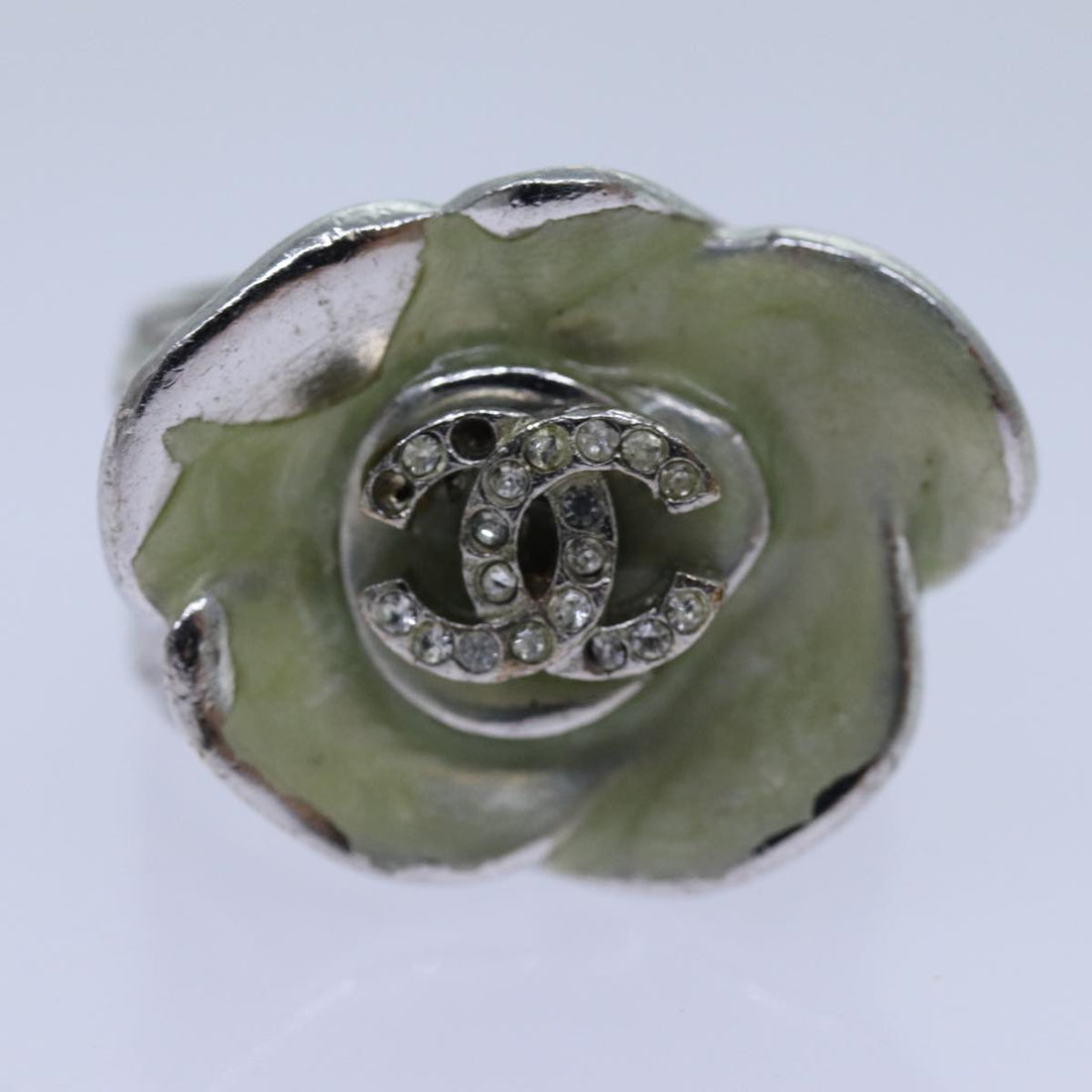 Top Quality Chanel COCO Mark Ring metal Silver CC Auth bs13494