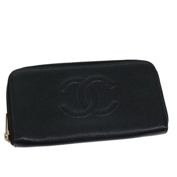 Top Quality Chanel COCO Mark Wallet Caviar Skin Black CC Auth bs14885