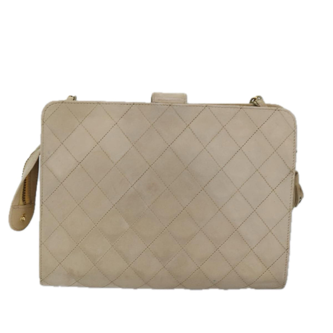 Top Quality Chanel Matelasse Chain Shoulder Bag Lamb Skin Beige CC Auth bs14983