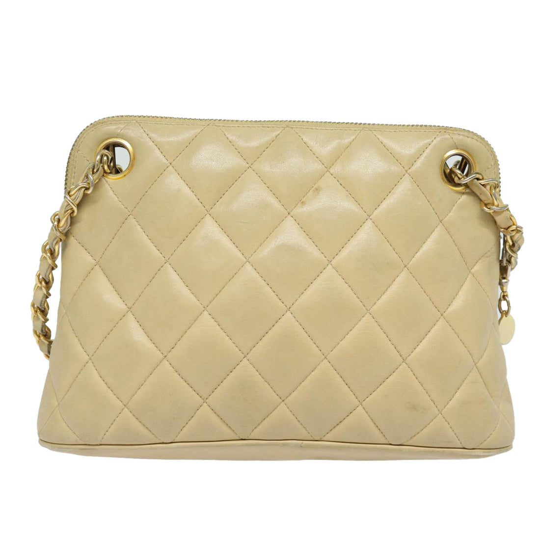 Top Quality Chanel Matelasse Chain Shoulder Bag Leather Beige CC Auth bs15440
