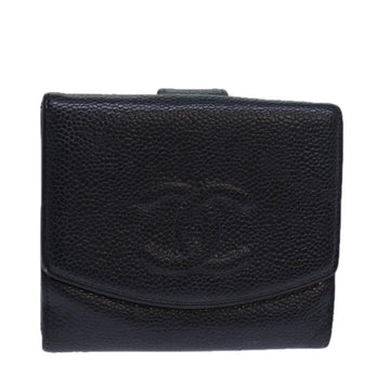 Top Quality Chanel COCO Mark Wallet Caviar Skin Black CC Auth bs15652