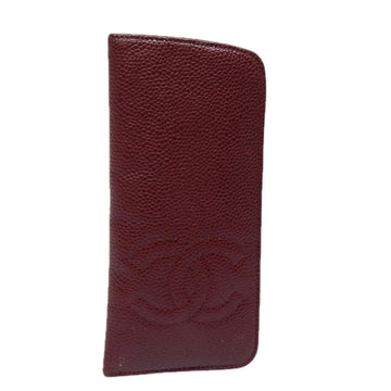 Top Quality Chanel Glasses Case Caviar Skin Bordeaux CC Auth bs16462