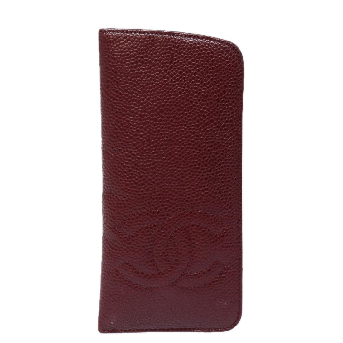 Top Quality Chanel Glasses Case Caviar Skin Bordeaux CC Auth bs16462
