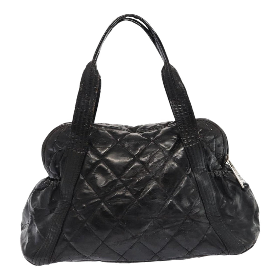 Top Quality Chanel Matelasse COCO Mark Tote Bag Enamel Black CC Auth bs16604