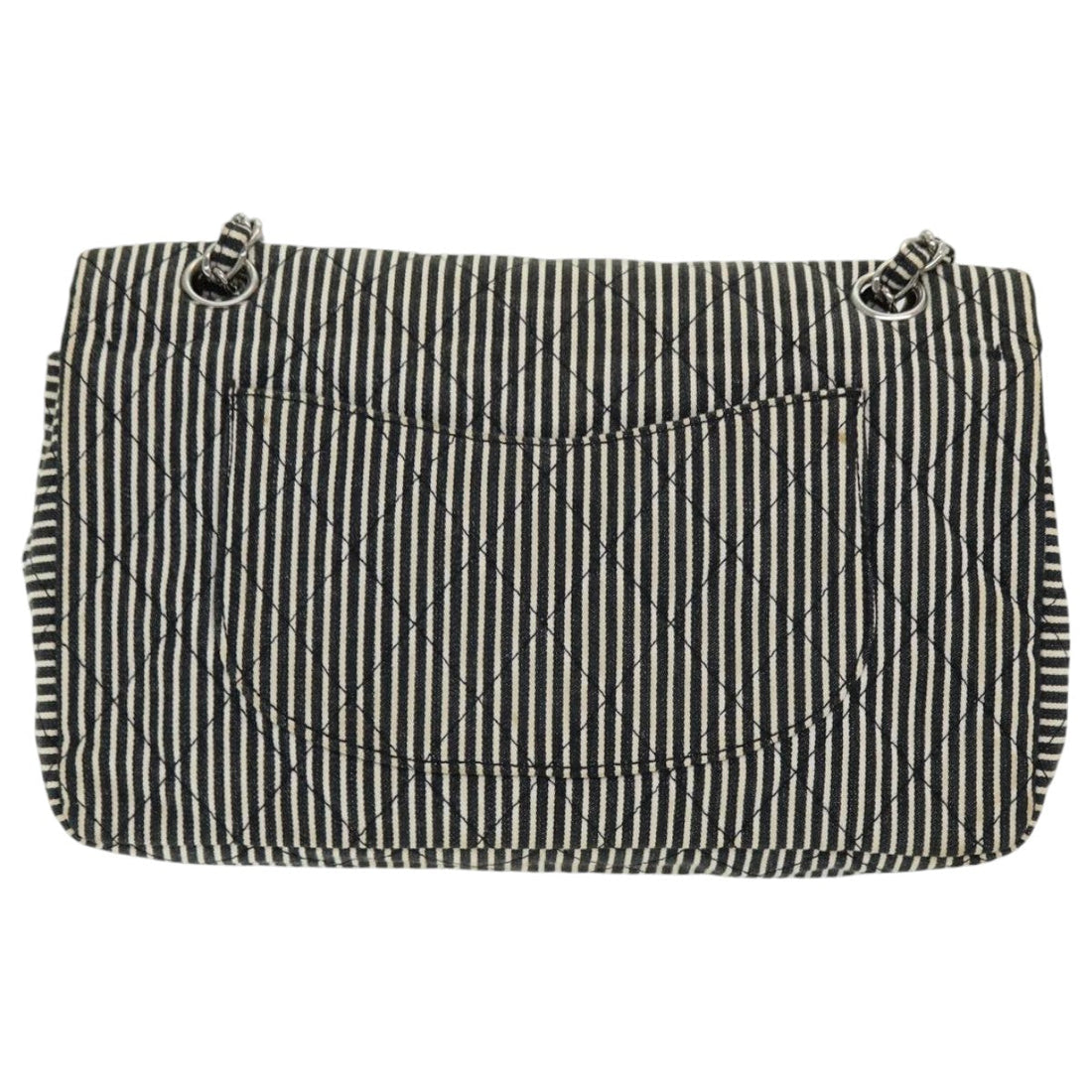 Top Quality Chanel Matelasse Turn Lock Chain Hand Bag Canvas Black Silver CC Auth bs16629