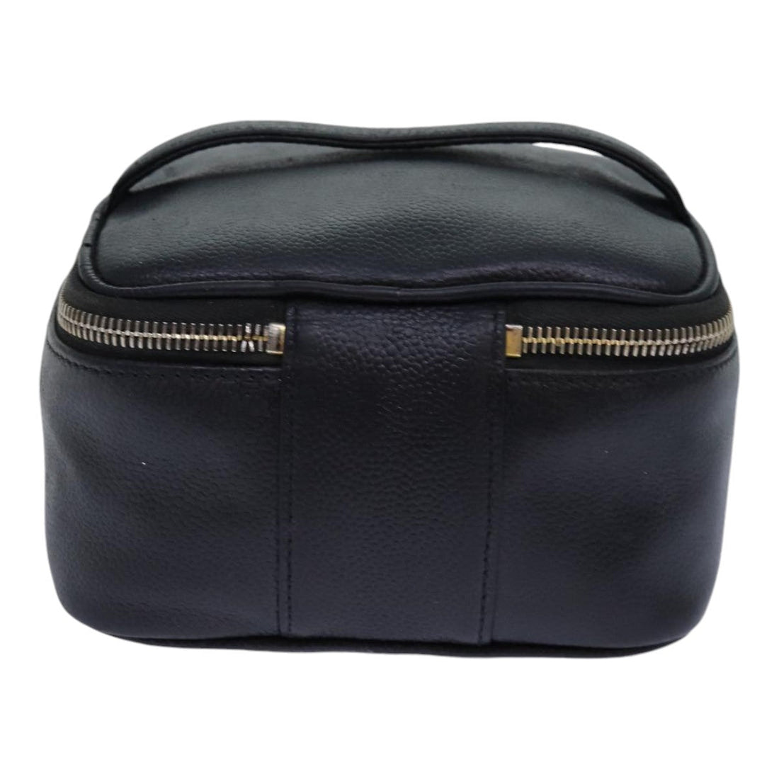 Top Quality Chanel COCO Mark Vanity Cosmetic Pouch Caviar Skin Black CC Auth bs16727