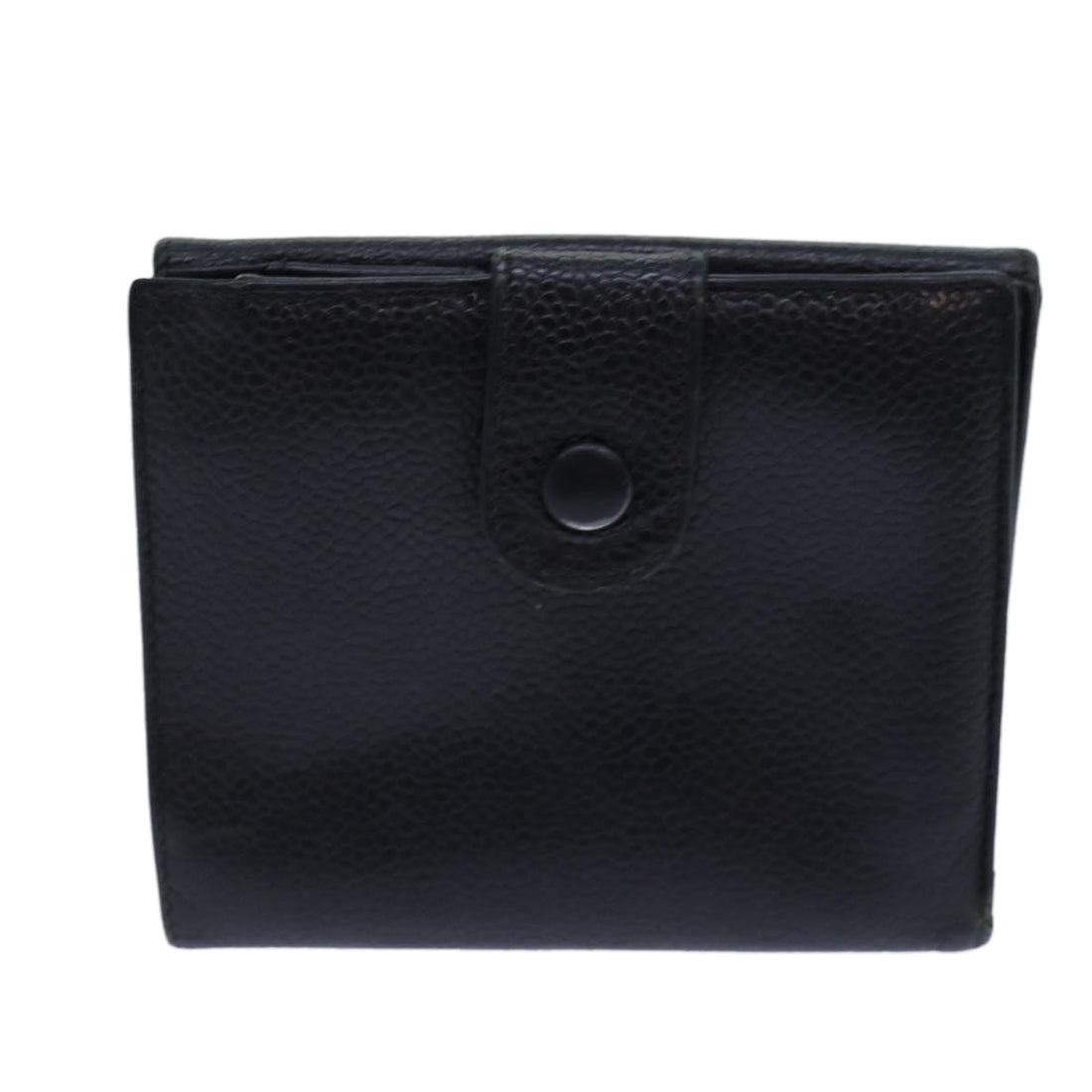 Top Quality Chanel COCO Mark Wallet Caviar Skin Black Gold CC Auth bs16751