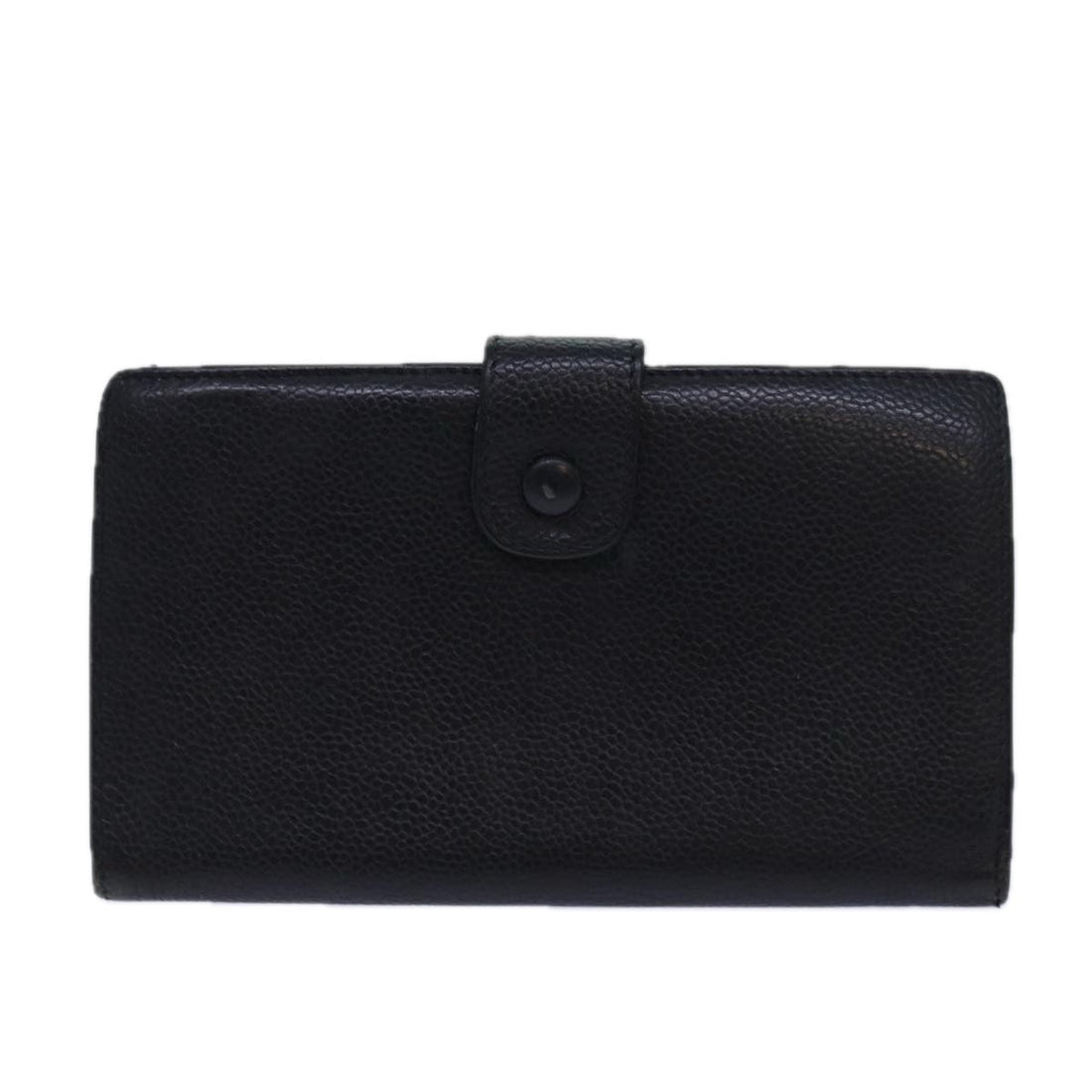 Top Quality Chanel COCO Mark Wallet Caviar Skin Black Gold CC Auth bs16762