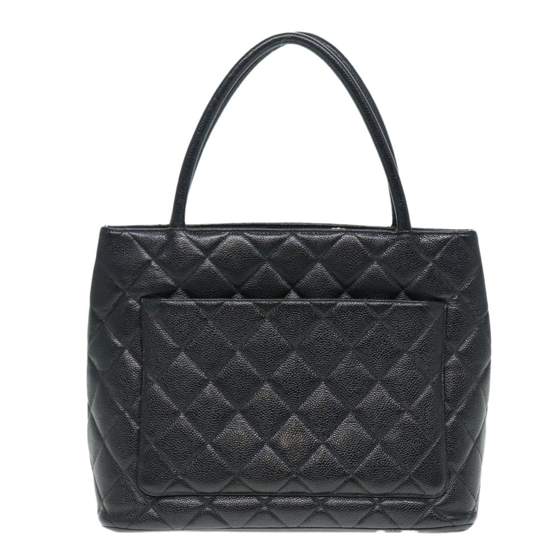 Top Quality Chanel Matelasse Reprint Tote Bag Caviar Skin Black Silver CC Auth bs16856