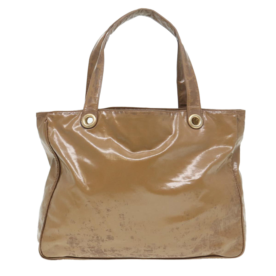 Top Quality Chanel COCO Mark Tote Bag Patent leather Beige CC Auth bs16858