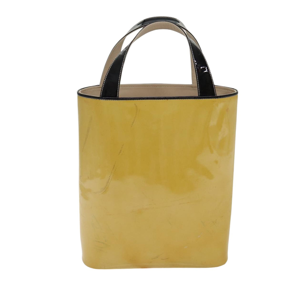 Top Quality Chanel Hand Bag Enamel Beige Gold CC Auth bs17154