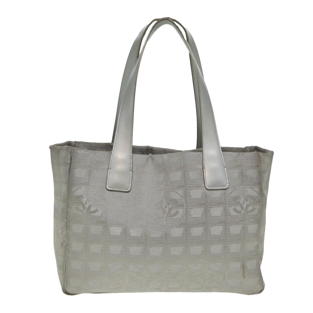 Top Quality Chanel New Travel Line Tote Bag Nylon Silver CC Auth bs17163