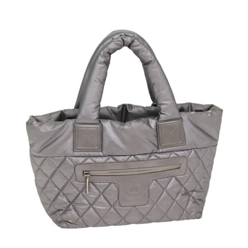 Top Quality Chanel Cococoon Tote Bag Nylon Leather Silver CC Auth bs17165