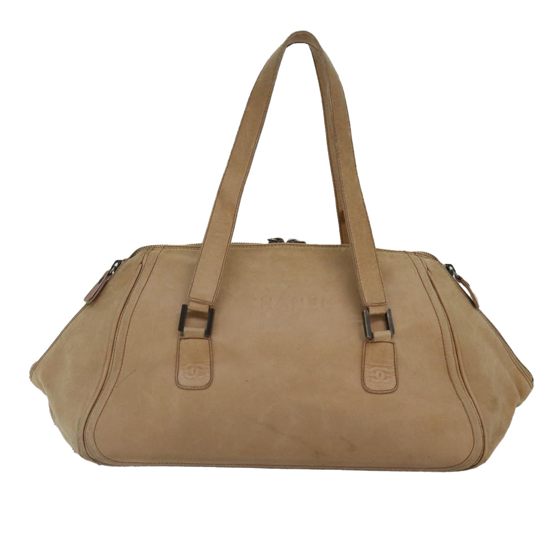 Top Quality Chanel Hand Bag Leather Beige CC Auth bs17225