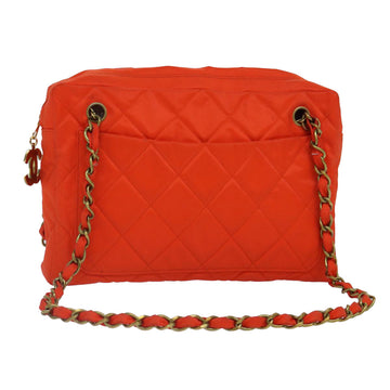 Top Quality Chanel Matelasse Chain Shoulder Bag Nylon Orange Gold CC Auth bs17255