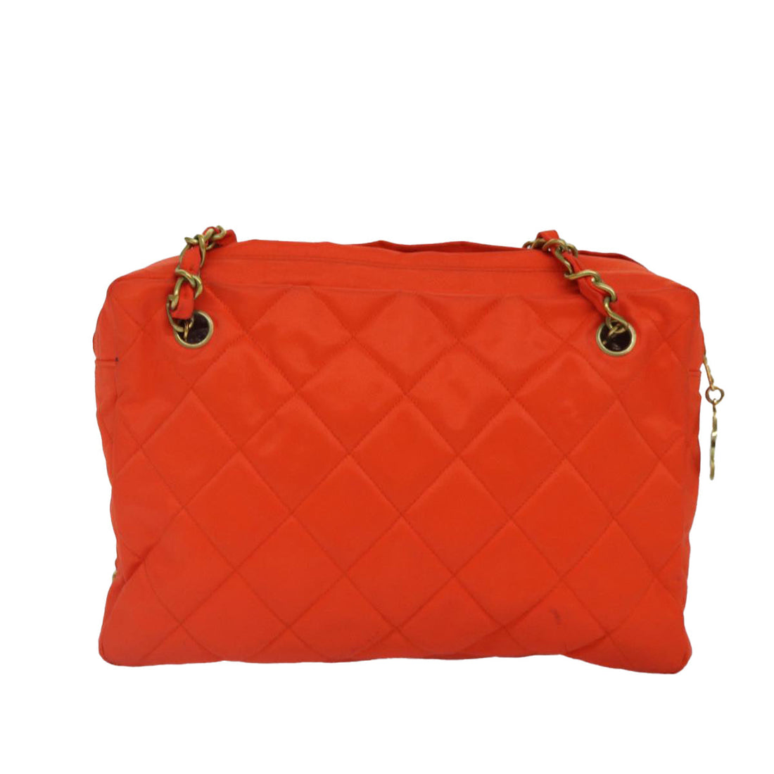Top Quality Chanel Matelasse Chain Shoulder Bag Nylon Orange Gold CC Auth bs17255