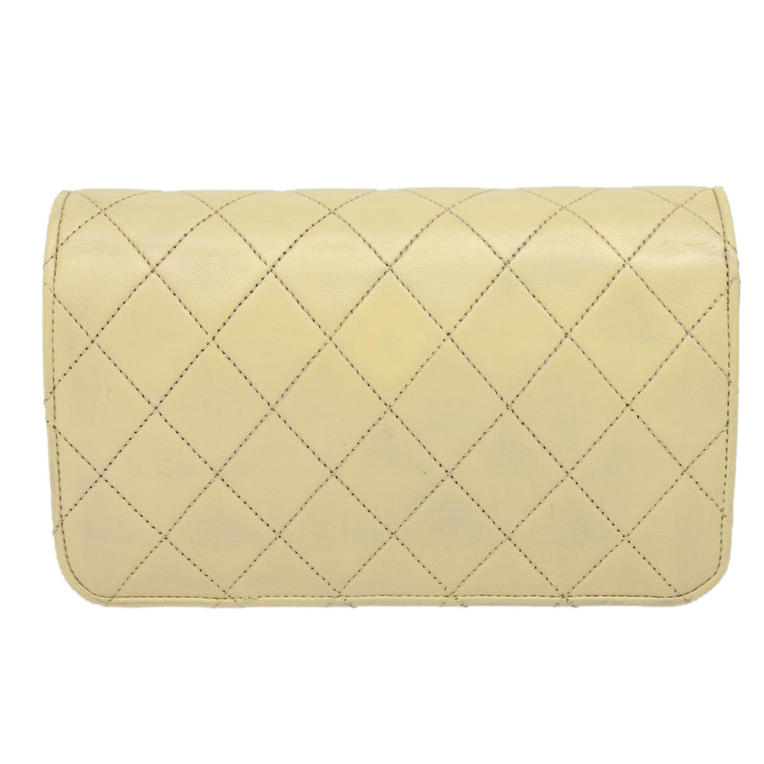 Top Quality Chanel Matelasse Chain Shoulder Bag Lamb Skin Beige Gold CC Auth bs17432